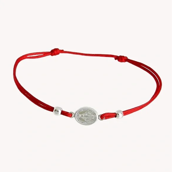 Chic Red Bracelet with Silver St Benedict Medallion